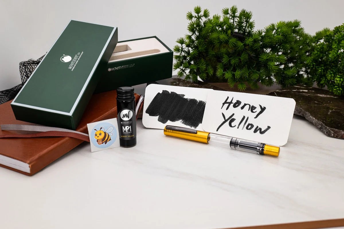 Monteverde MP1 Fountain Pen and Bottled Ink Set - Honey Yellow (Limited Edition)