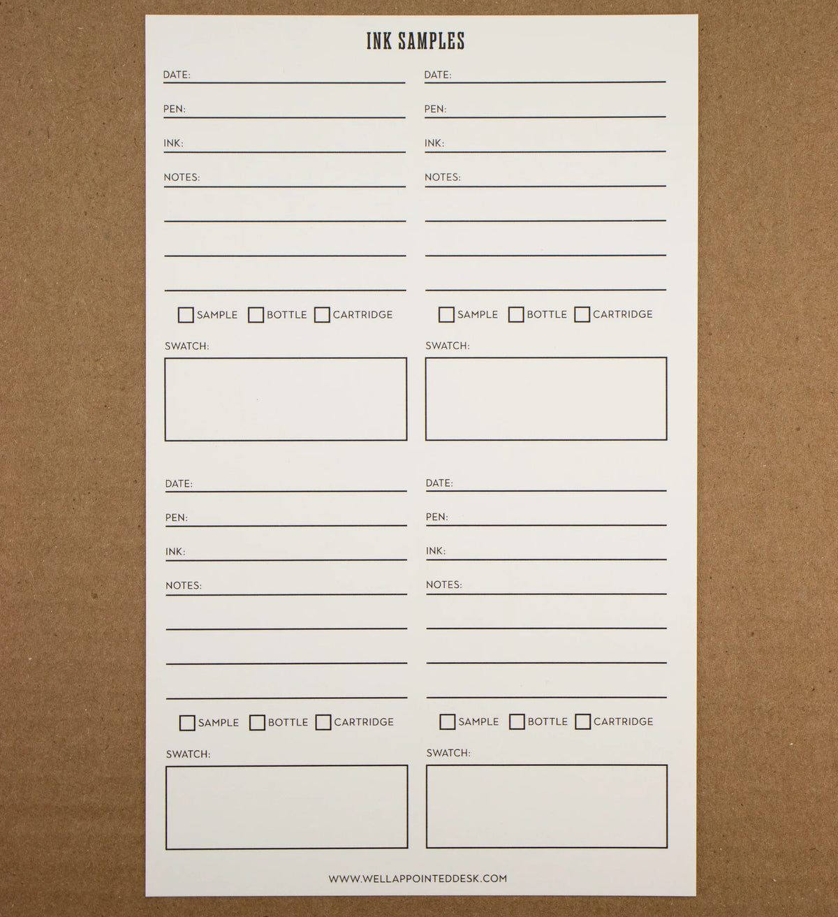Well Appointed Desk Ink Swatch Guide Sheet Kit (6 Designs, 3 Sheets)