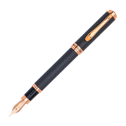 Monteverde Innova Fountain Pen - Matte Carbon Fiber with Rose Gold Trim