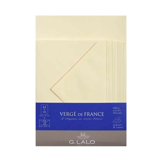G. Lalo Verge de France A5 Correspondence Set - Ivory
