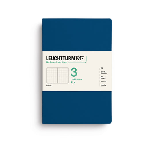 Leuchtturm1917 Jottbook Pur A5 Medium Flexcover Dotted Notebook Set - Indigo (Pack of 3)