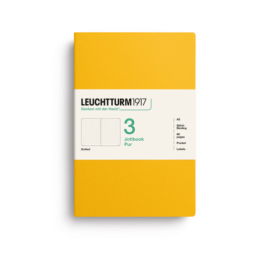 Leuchtturm1917 Jottbook Pur A5 Medium Flexcover Dotted Notebook Set - Sunflower (Pack of 3)