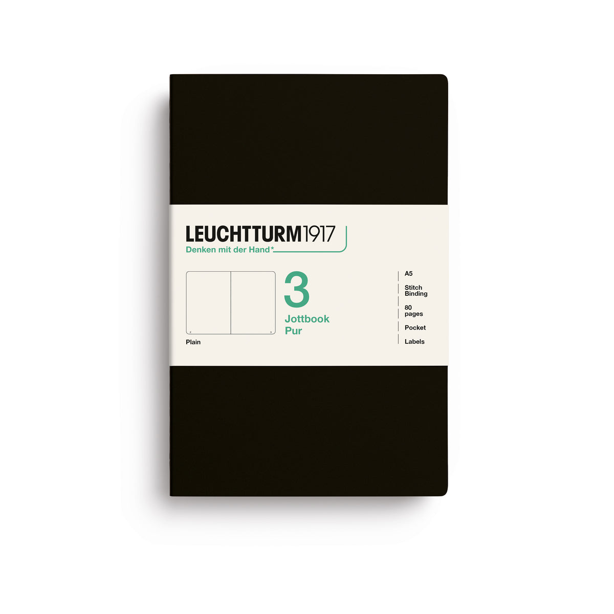 Leuchtturm1917 Jottbook Pur A5 Medium Flexcover Plain Notebook Set - Black (Pack of 3)