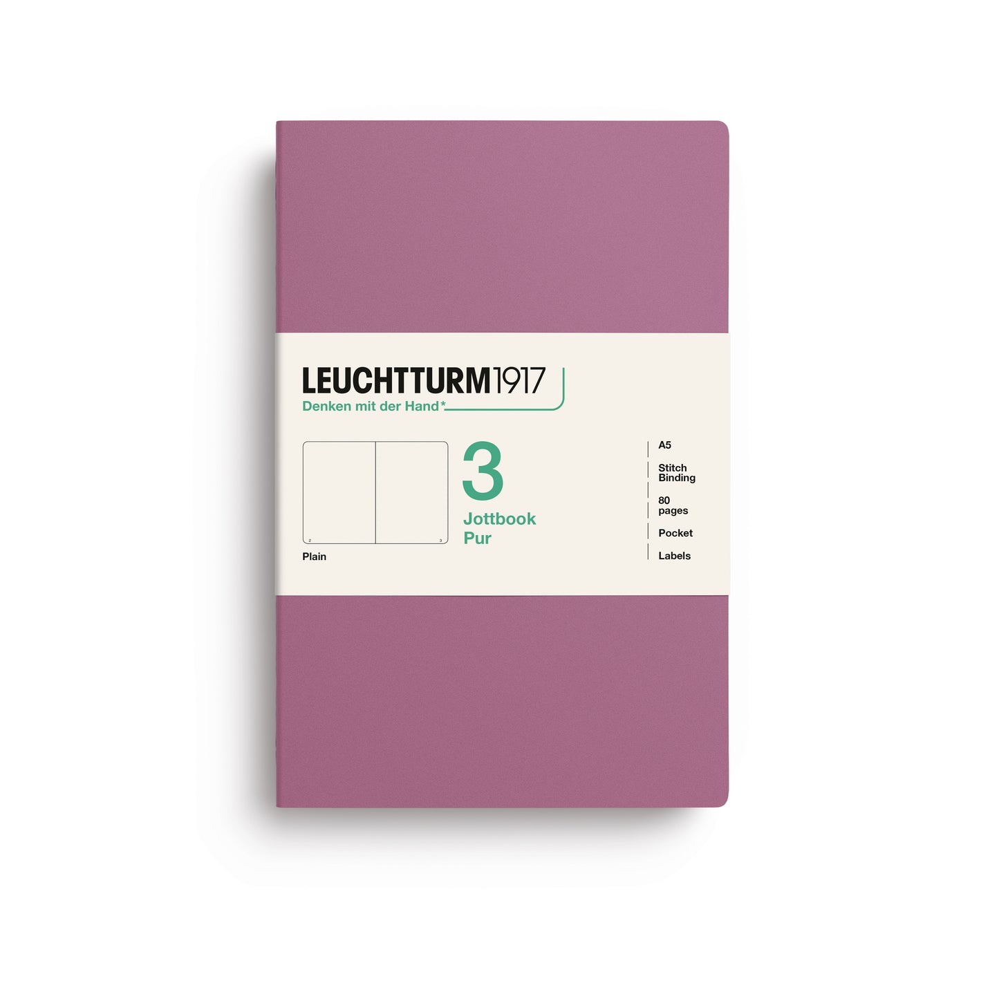 Leuchtturm1917 Jottbook Pur A5 Medium Flexcover Plain Notebook Set - Dusty Rose (Pack of 3)