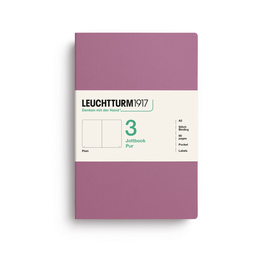 Leuchtturm1917 Jottbook Pur A5 Medium Flexcover Plain Notebook Set - Dusty Rose (Pack of 3)