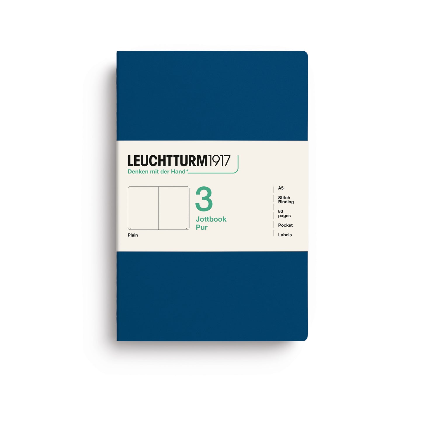 Leuchtturm1917 Jottbook Pur A5 Medium Flexcover Plain Notebook Set - Indigo (Pack of 3)