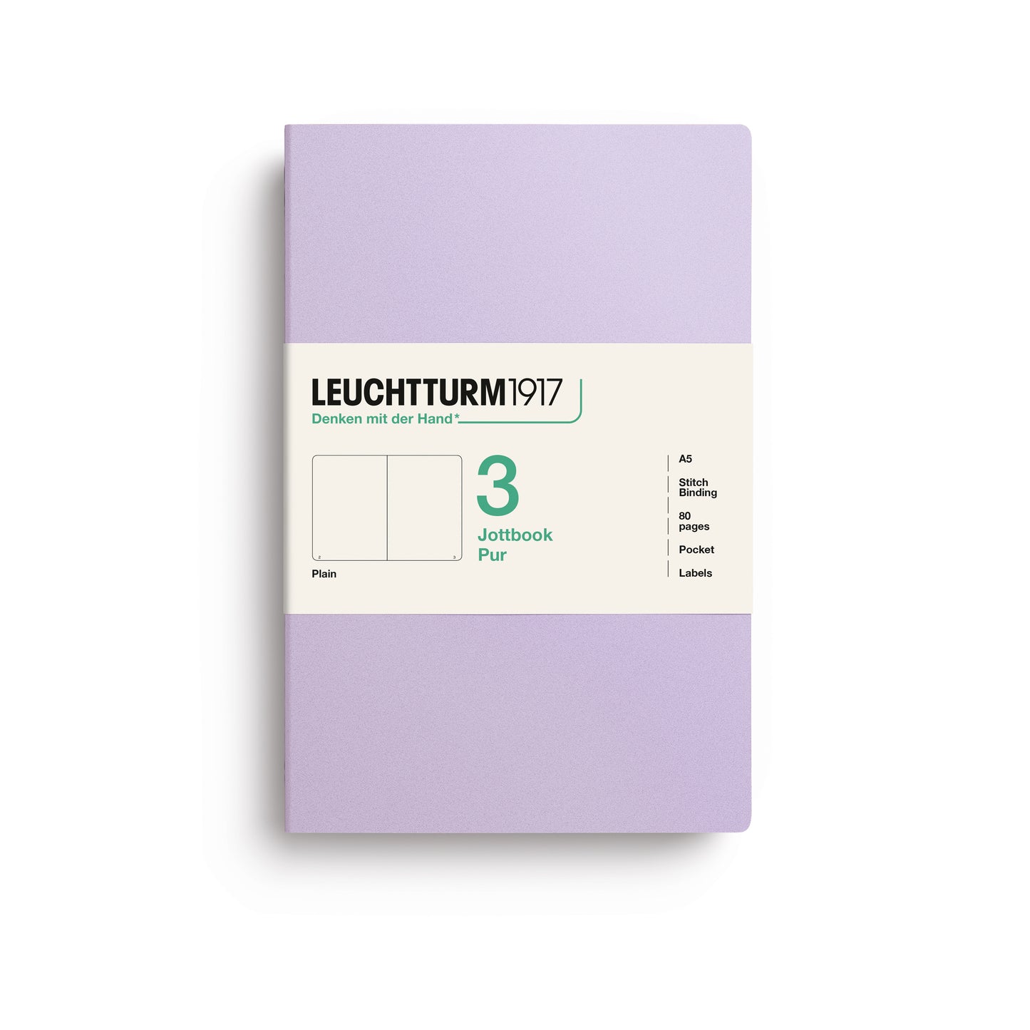 Leuchtturm1917 Jottbook Pur A5 Medium Flexcover Plain Notebook Set - Lilac (Pack of 3)