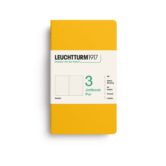 Leuchtturm1917 Jottbook Pur A6 Pocket Flexcover Dotted Notebook Set - Sunflower (Pack of 3)
