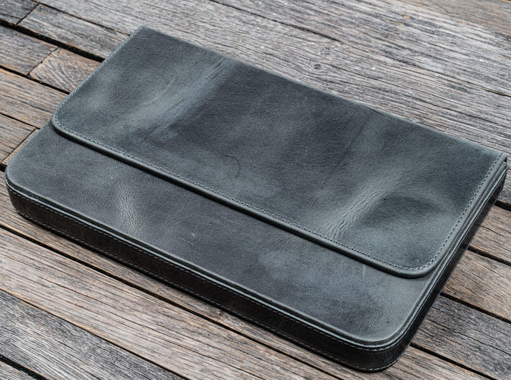 Galen Leather 12 Slots Magnum Opus Pen Case - Crazy Smoky (with Removable Pen Tray)