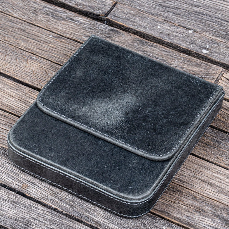Galen Leather 6 Slots Magnum Opus Pen Case - Crazy Horse Smoky (with Removable Tray)