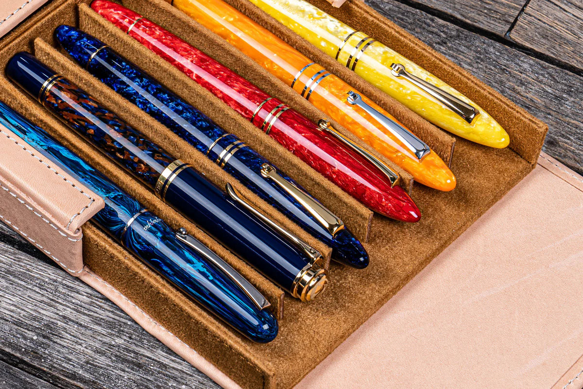 Galen Leather 6 Slots Magnum Opus Pen Case - Undyed