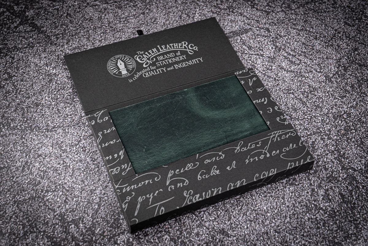 Galen Leather A6 Notebook - Crazy Horse Forest Green (Tomoe River Paper)