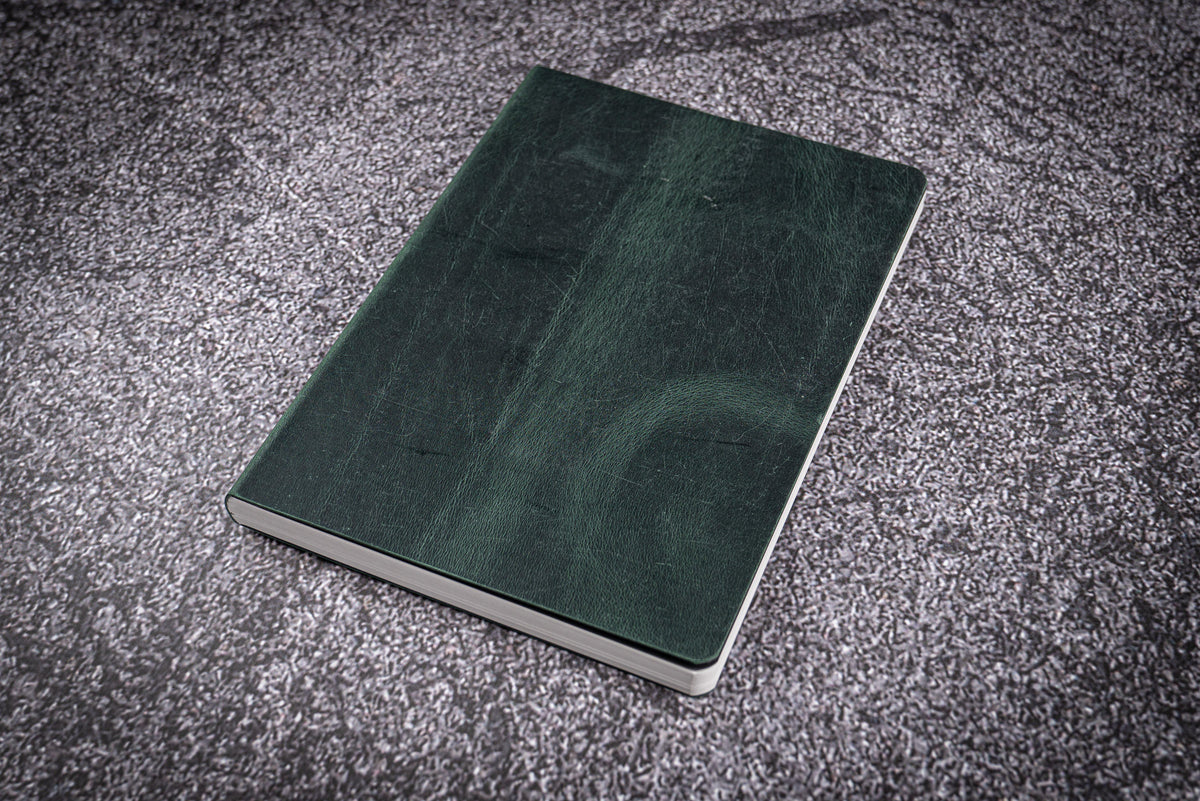 Galen Leather A6 Notebook - Crazy Horse Forest Green (Tomoe River Paper)