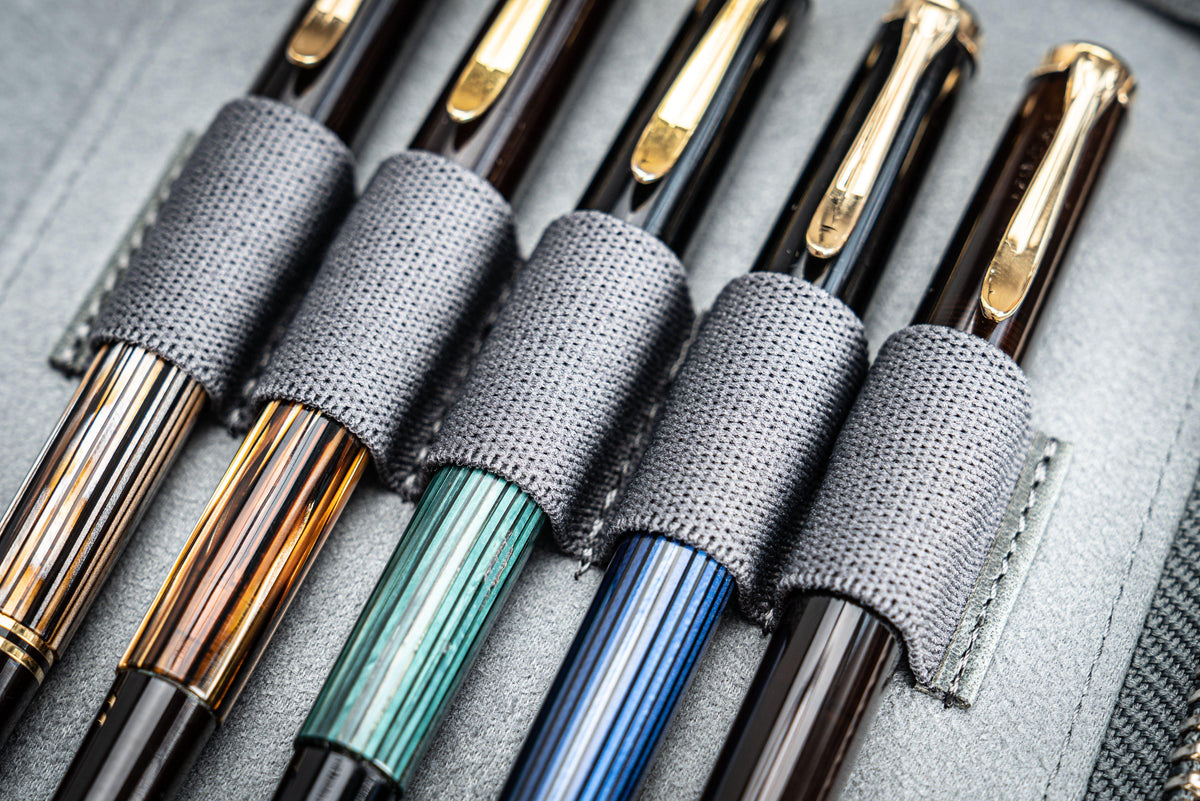 Galen Leather Zippered 10 Slots Pen Case - Crazy Horse Smoky