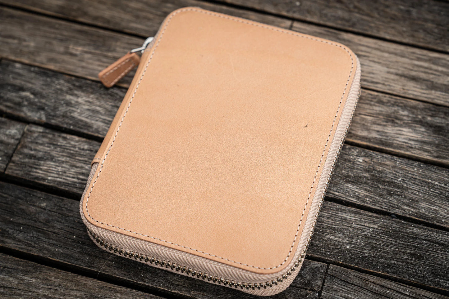 Galen Leather Zippered 10 Slots Pen Case - Undyed