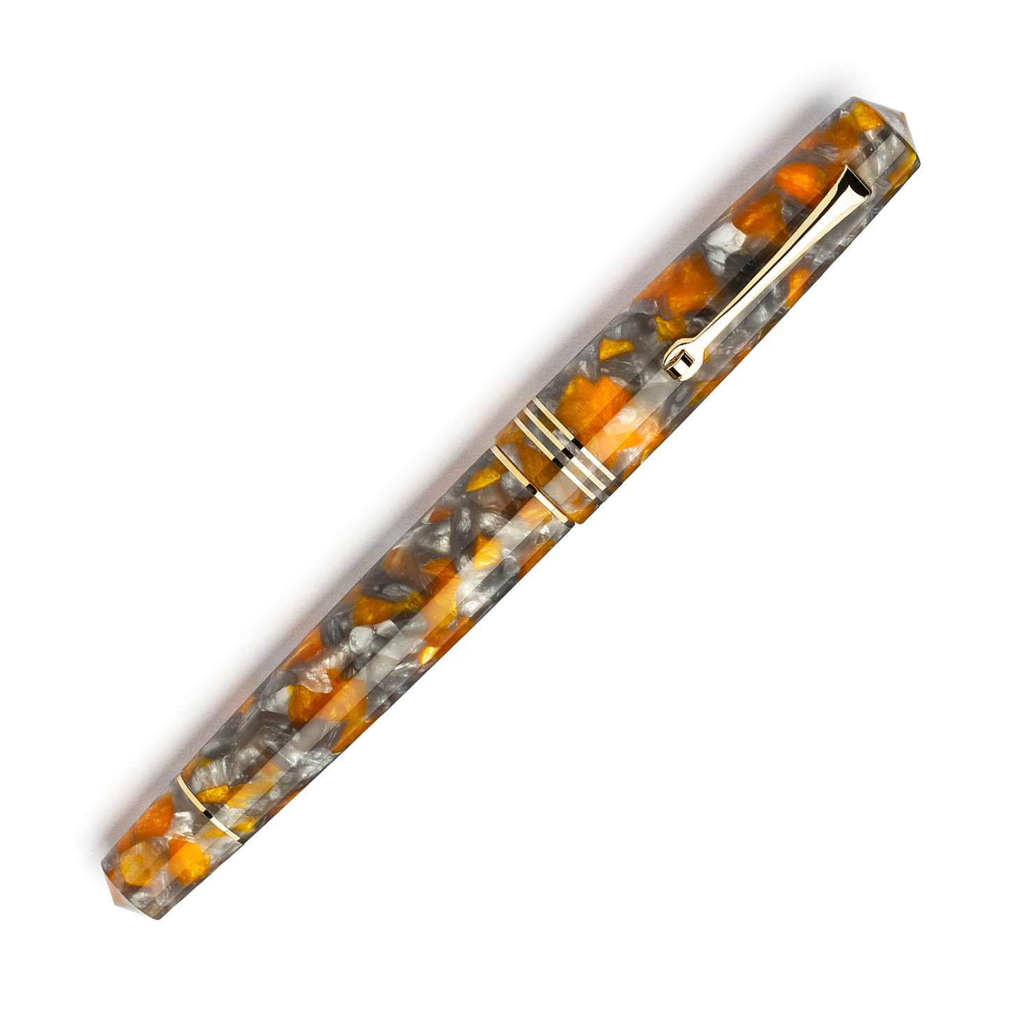 Leonardo Momento Zero Grande Fountain Pen - Lava and Ash with Gold Trim