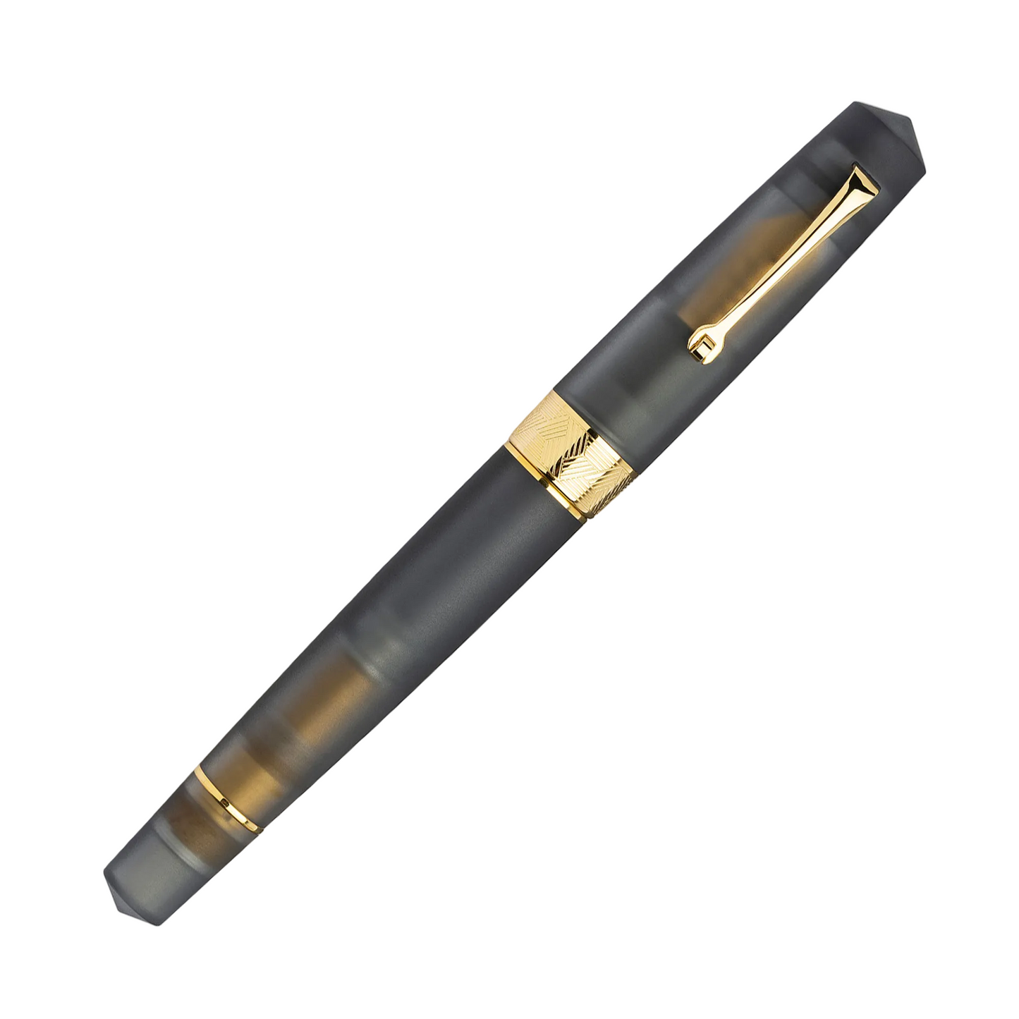 Leonardo Momento Zero Grande Frosted Pura Fountain Pen - Grey with Gold Trim