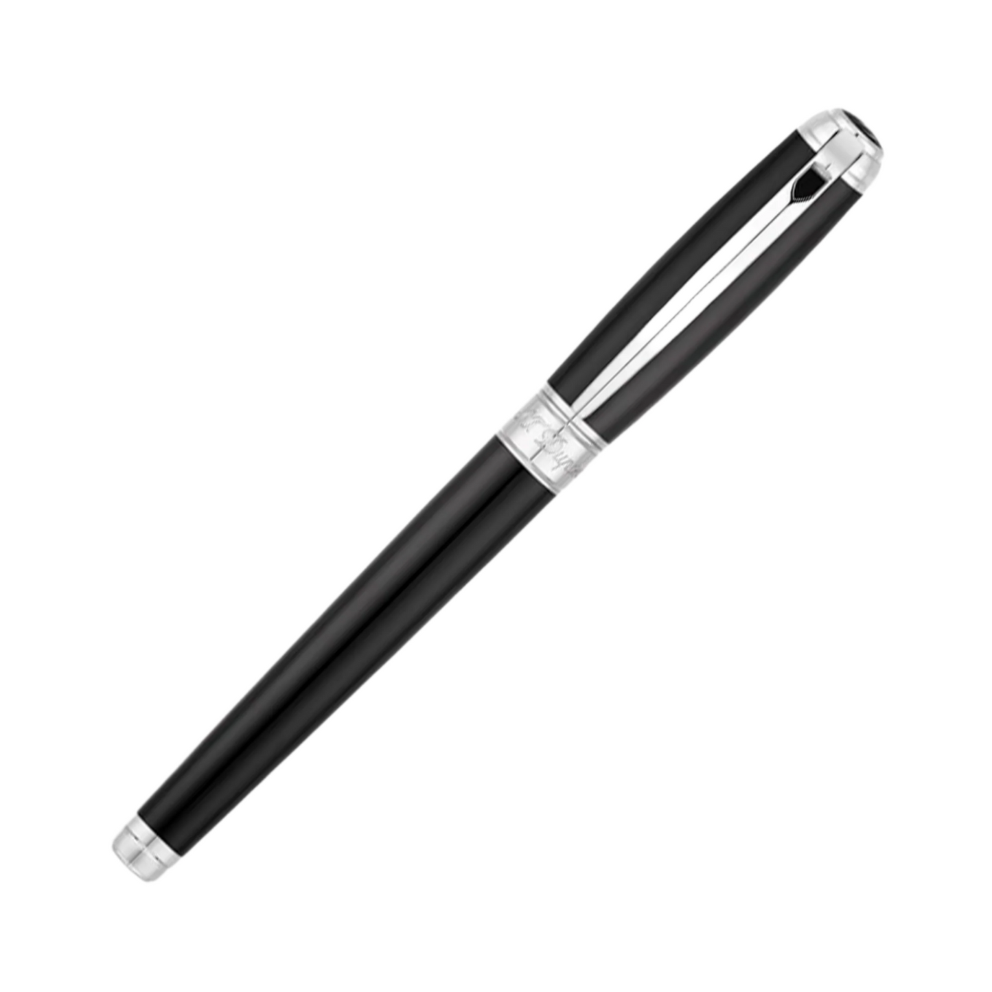 S.T. Dupont Line D Large Fountain Pen - Black Lacquer - Palladium Trim (Discontinued)