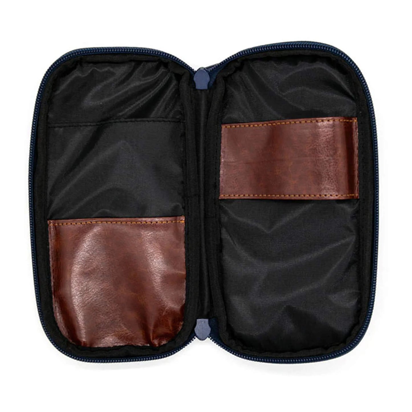 Luddite Round Zippered Pen Case - Windowpane Denim