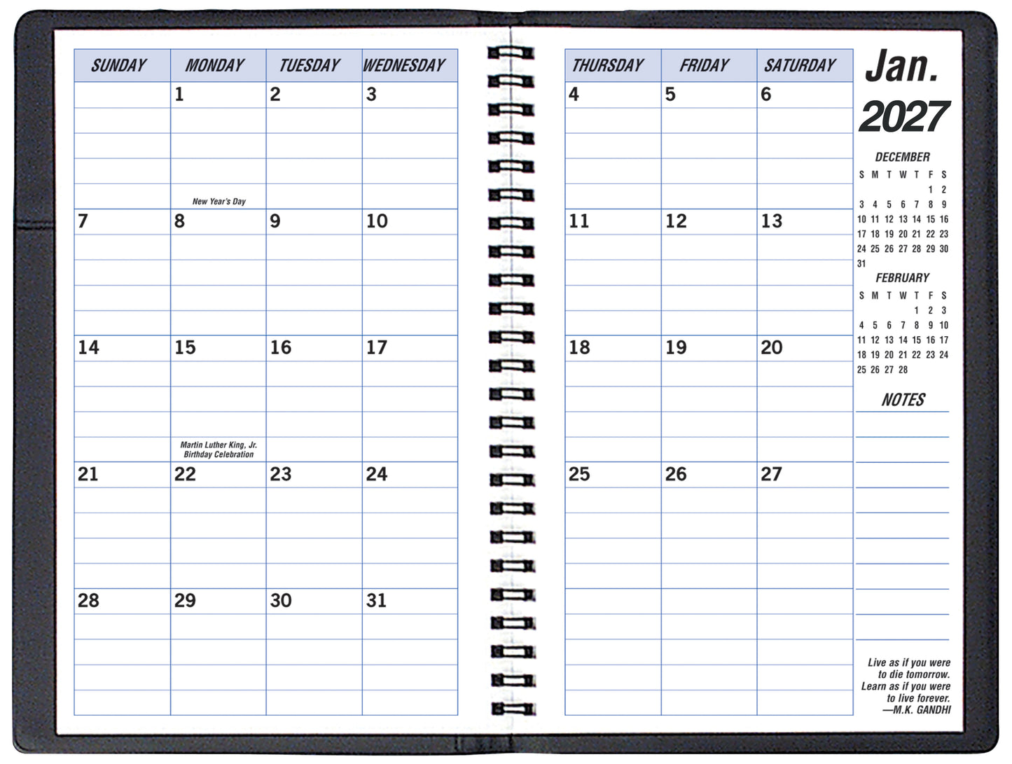Payne 2027 Skivertex Wire-Bound Monthly Planner - Assorted (5.5 x 8.5)