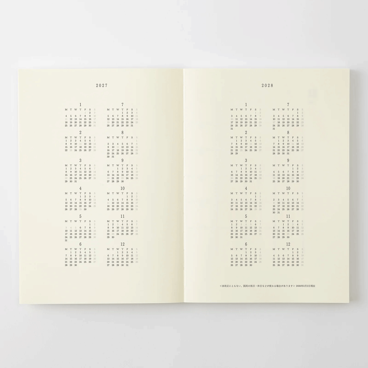 Midori 2027 MD Product Notebook Diary - A7 Size