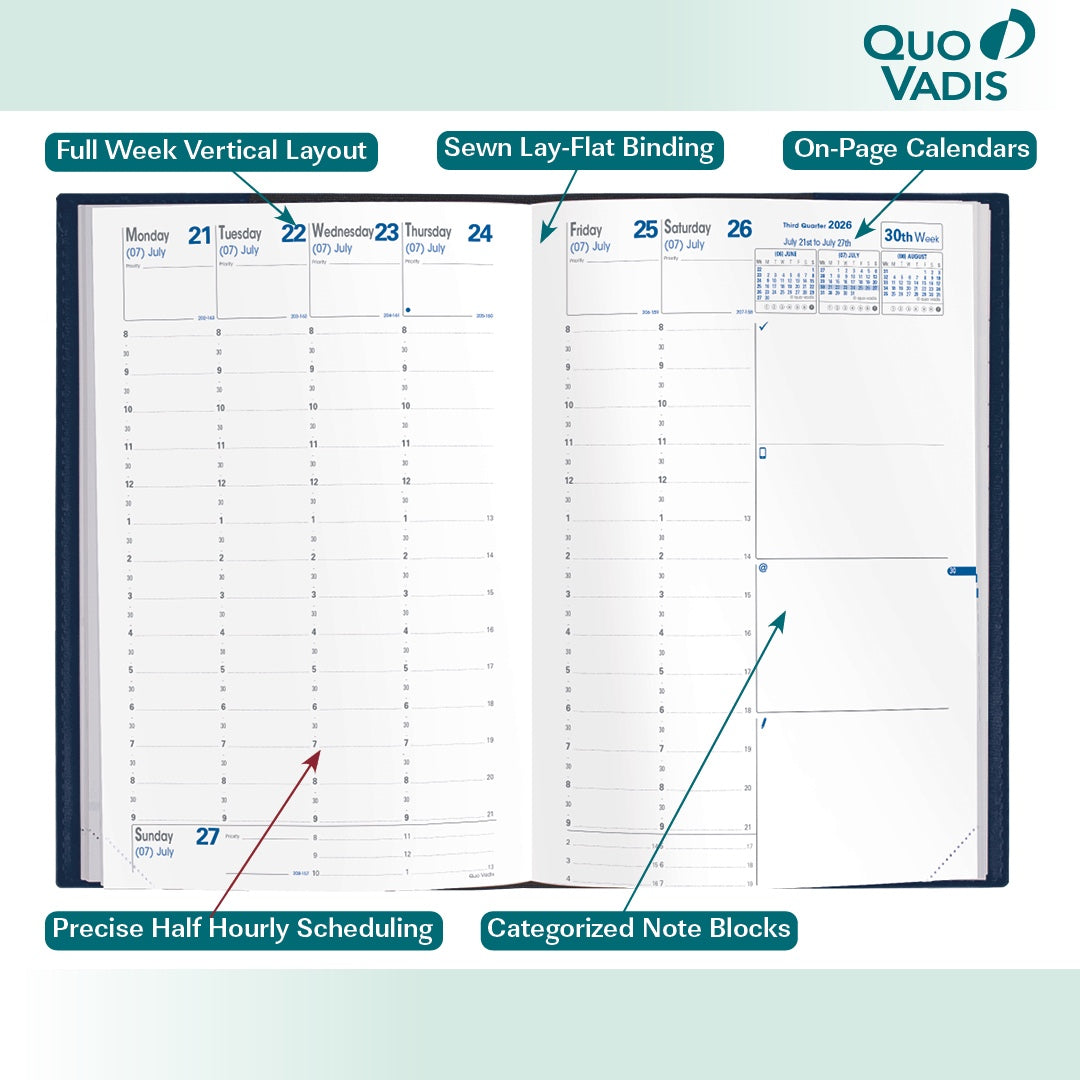 Quo Vadis 2026 Minister Weekly Planner - Texas Bamboo Green
