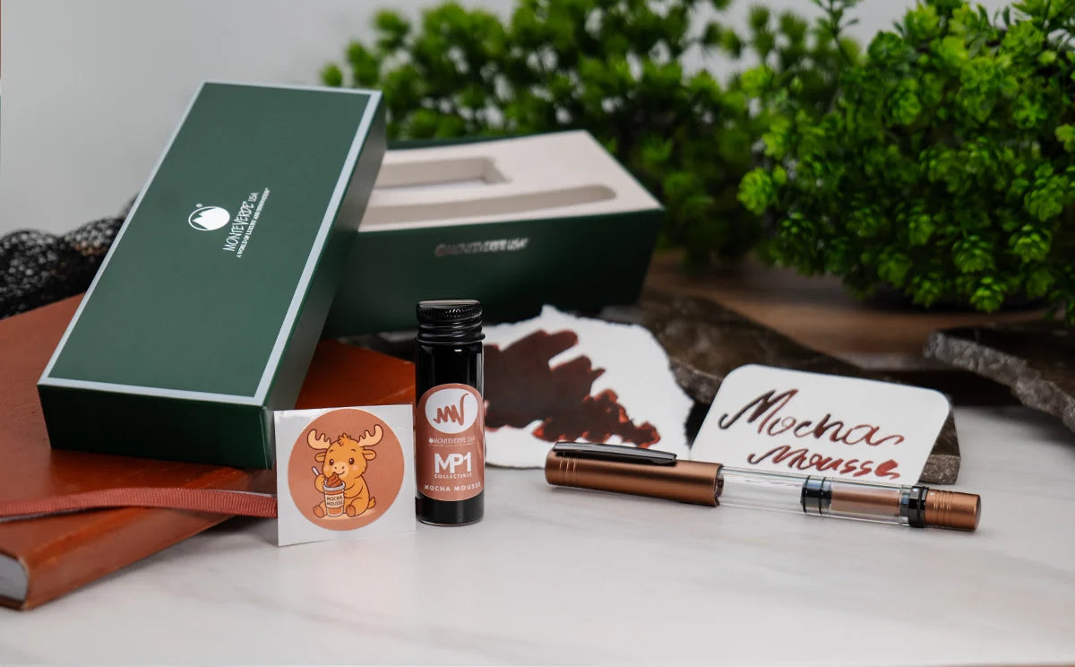 Monteverde MP1 Fountain Pen and Bottled Ink Set - Mocha Mousse (Limited Edition)