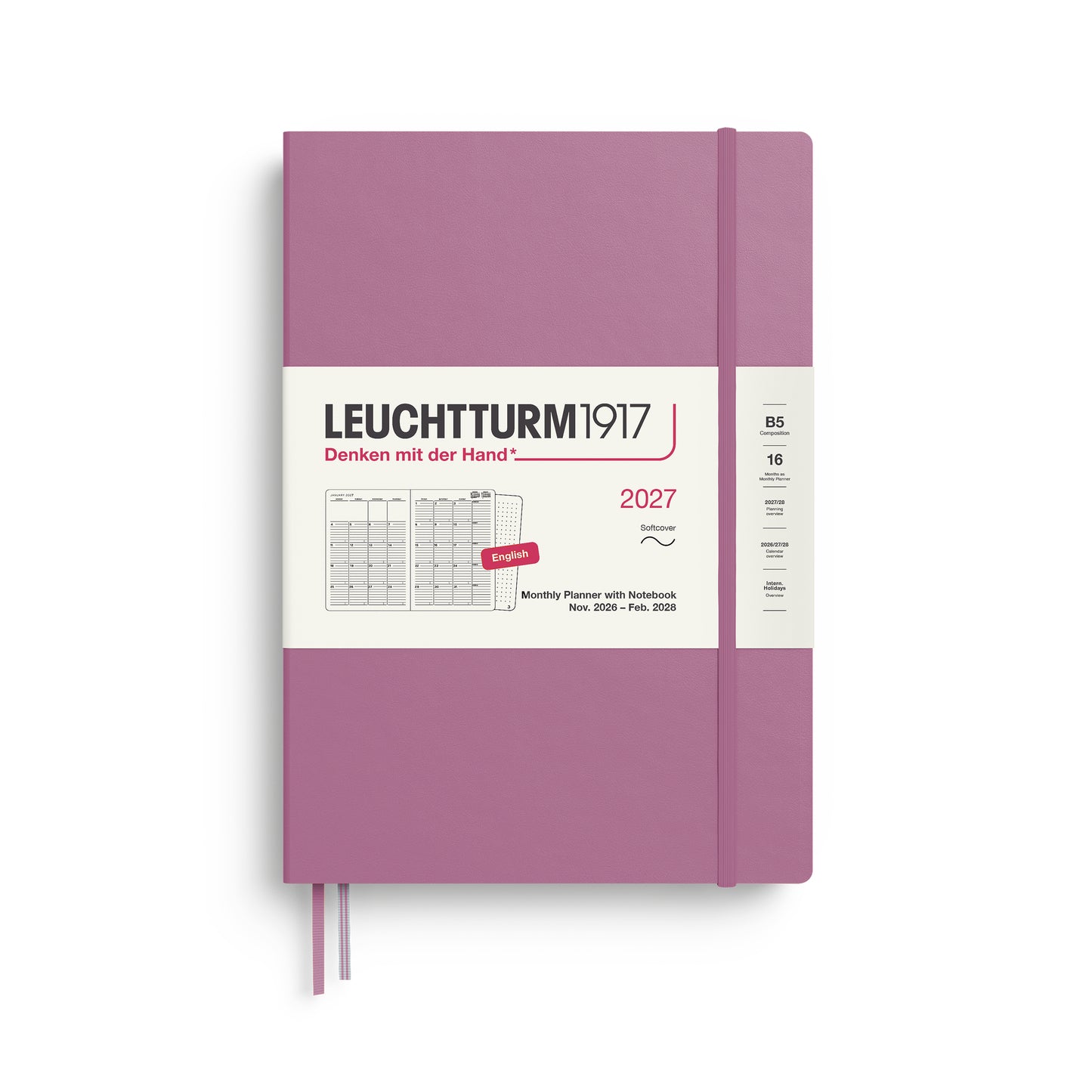 Leuchtturm1917 2027 B5 Composition Softcover 16-Monthly Planner & Notebook - Dusty Rose