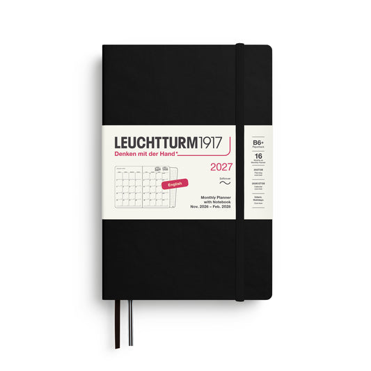 Leuchtturm1917 2027 B6+ Paperback Softcover 16-Monthly Planner & Notebook - Black