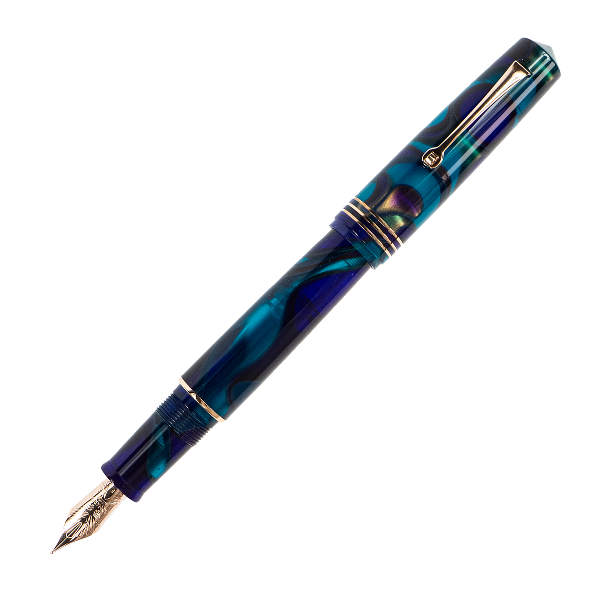 Leonardo Momento Zero Grande Fountain Pen - Eclipse Collection: Moon with Rose Gold Trim