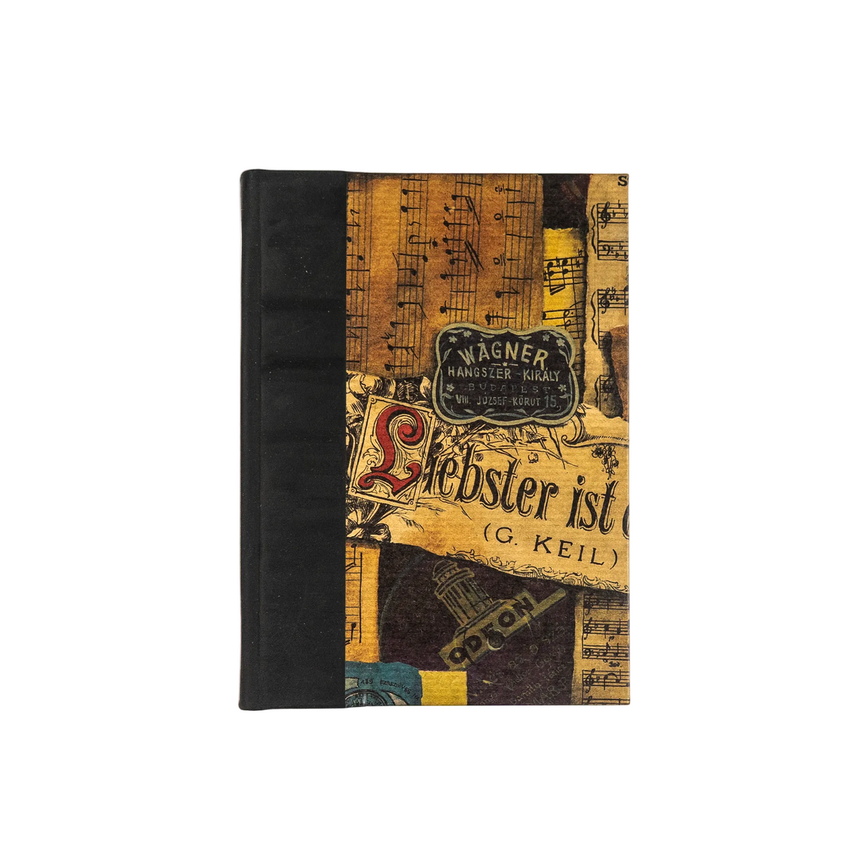 Bomo Art B7 Leather Bound Lined Journal - Music Notes