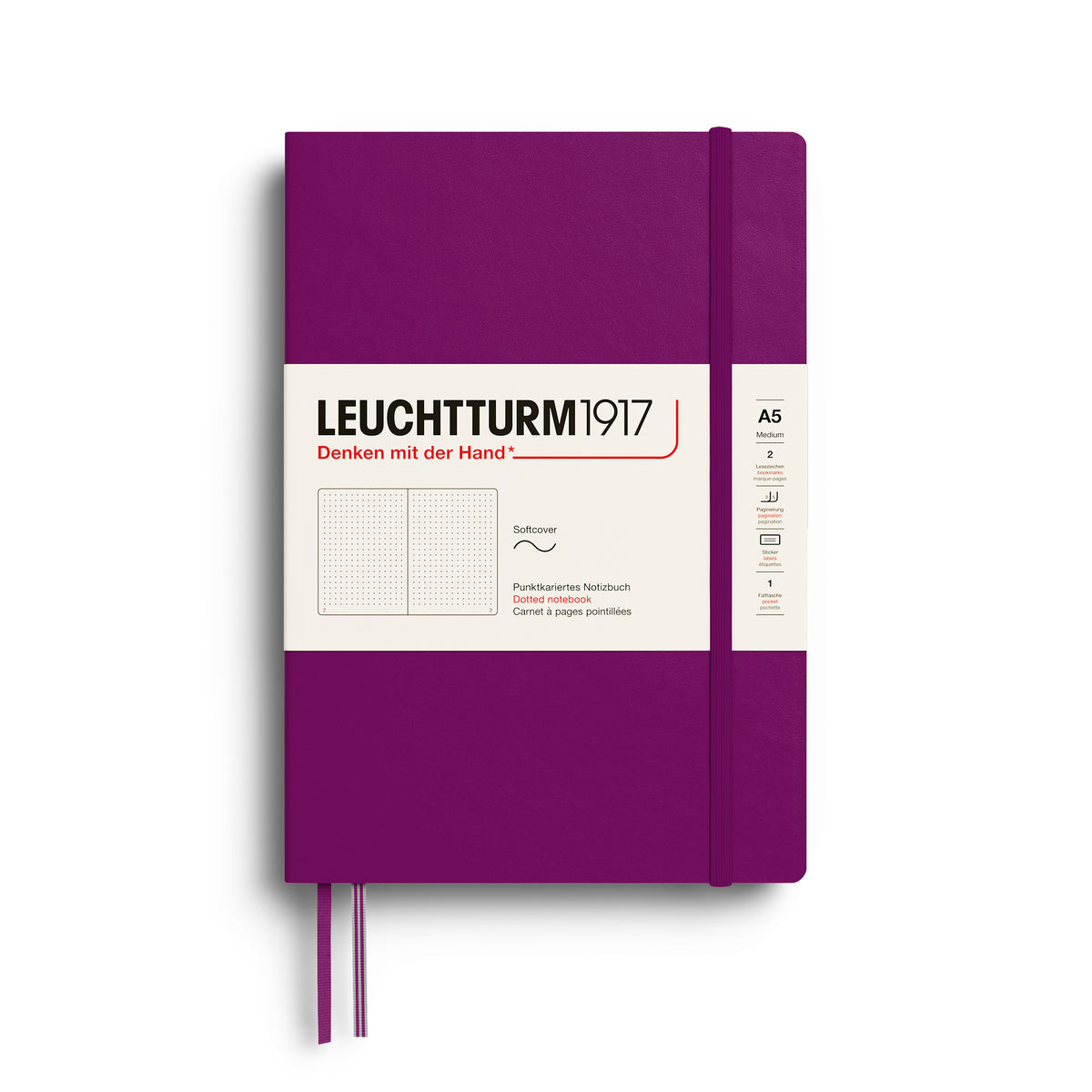 Leuchtturm1917 A5 Medium Softcover Dotted Notebook - Burgundy