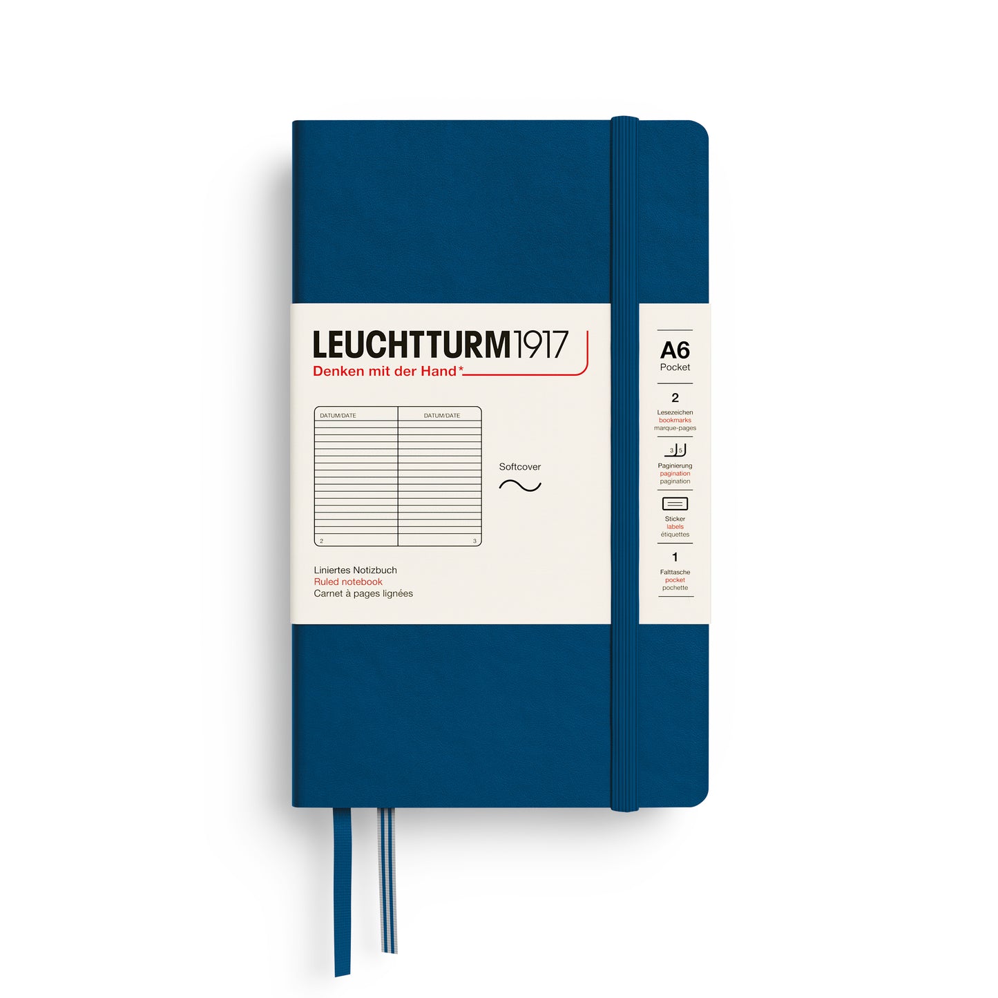 Leuchtturm1917 A6 Pocket Softcover Ruled Notebook - Indigo
