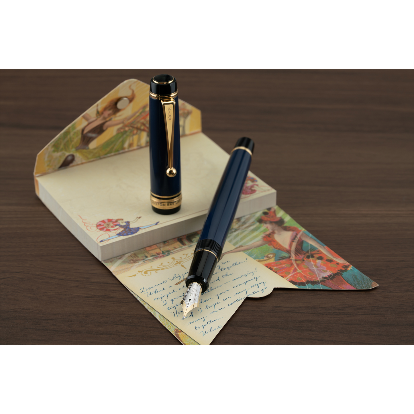 Pilot Custom 845 Urushi Fountain Pen - Prussian Blue with Gold Trim