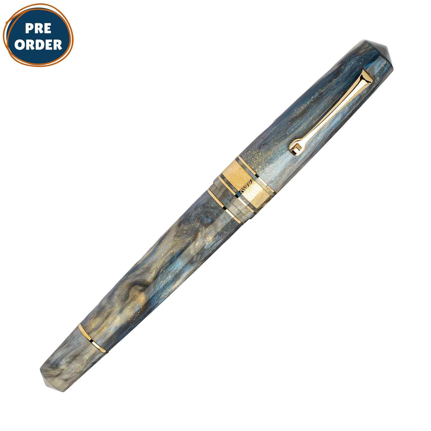 Leonardo Momento Zero Grande 2.0 The Power of Flowers Fountain Pen - Orchidea Blue with Gold Trim