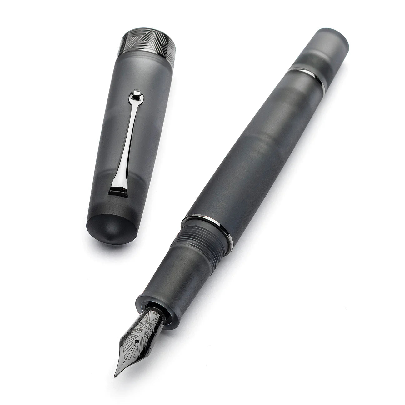 Leonardo Momento Zero Grande Frosted Pura Fountain Pen - Grey with Ruthenium Trim