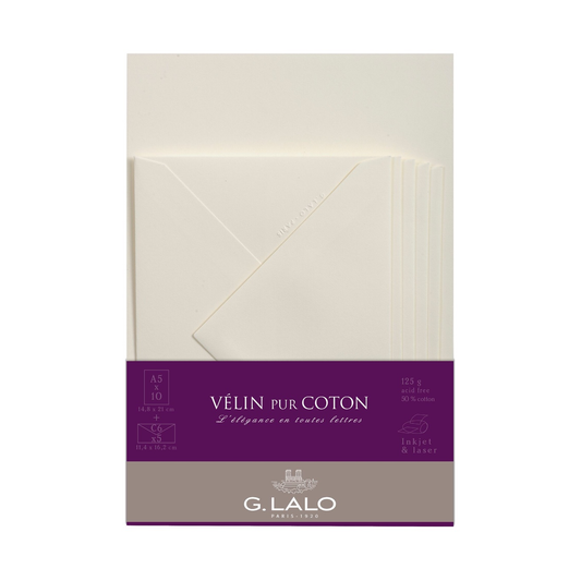G. Lalo Verge de France A5 Vélin Pure Cotton Correspondence Set - Cream