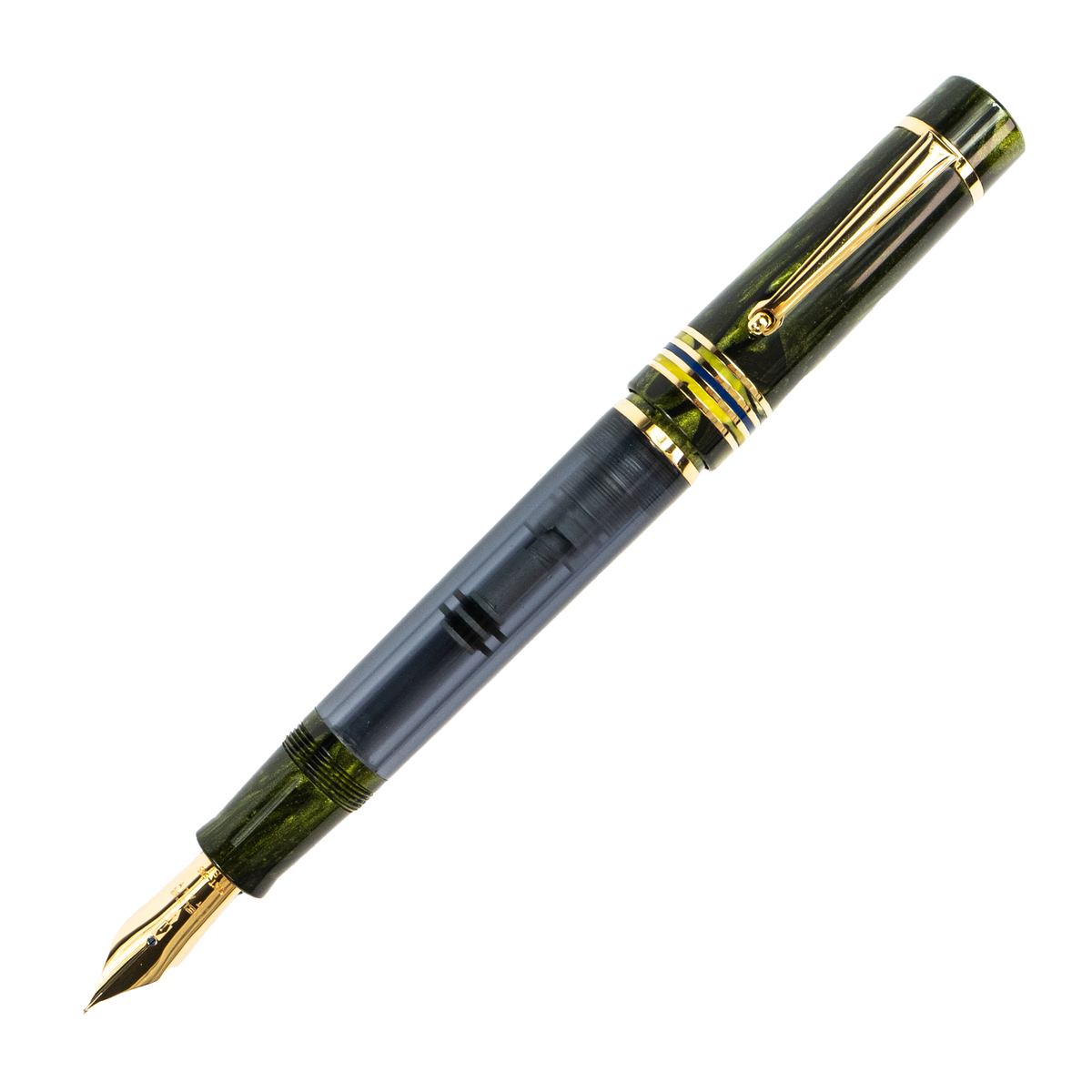 Delta Four Rings Collection #8 14K Fountain Pen - Selva with Gold Trim (Limited Edition)