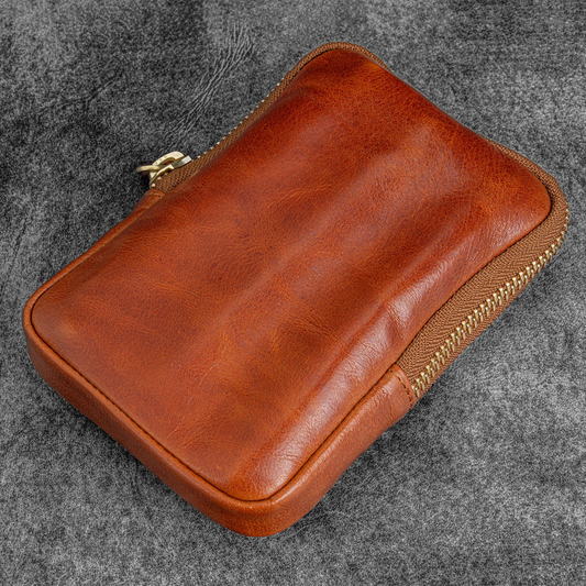 Galen Leather x Nock Co Legacy Collection 3 Slot Sinclair Pen Case - Deep Cognac