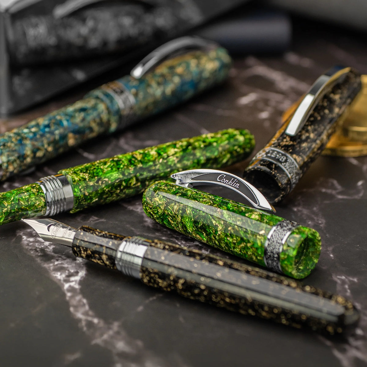 Conklin 1898 Solaris Collection Fountain Pen - Green with Chrome Trim (Limited Edition)