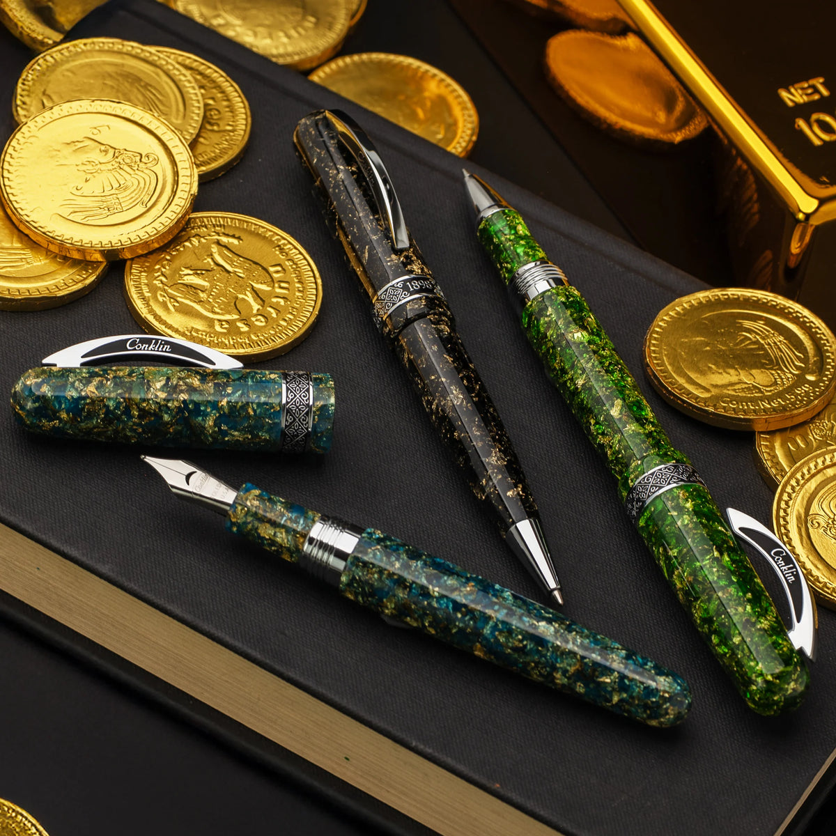 Conklin 1898 Solaris Collection Fountain Pen - Blue with Chrome Trim (Limited Edition)