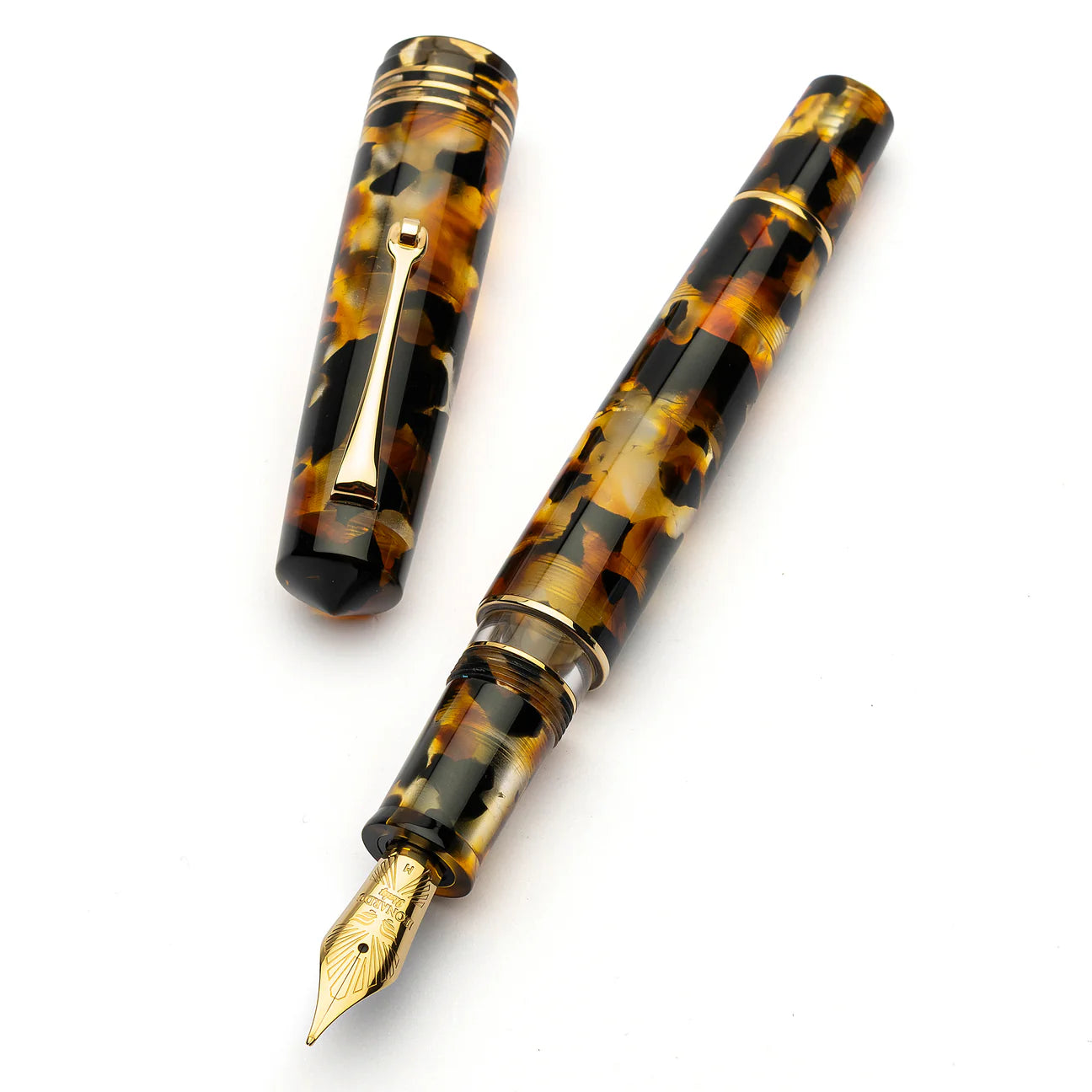 Leonardo Momento Zero Grande 2.0 Piston Fountain Pen - Sottobosco with Gold Trim