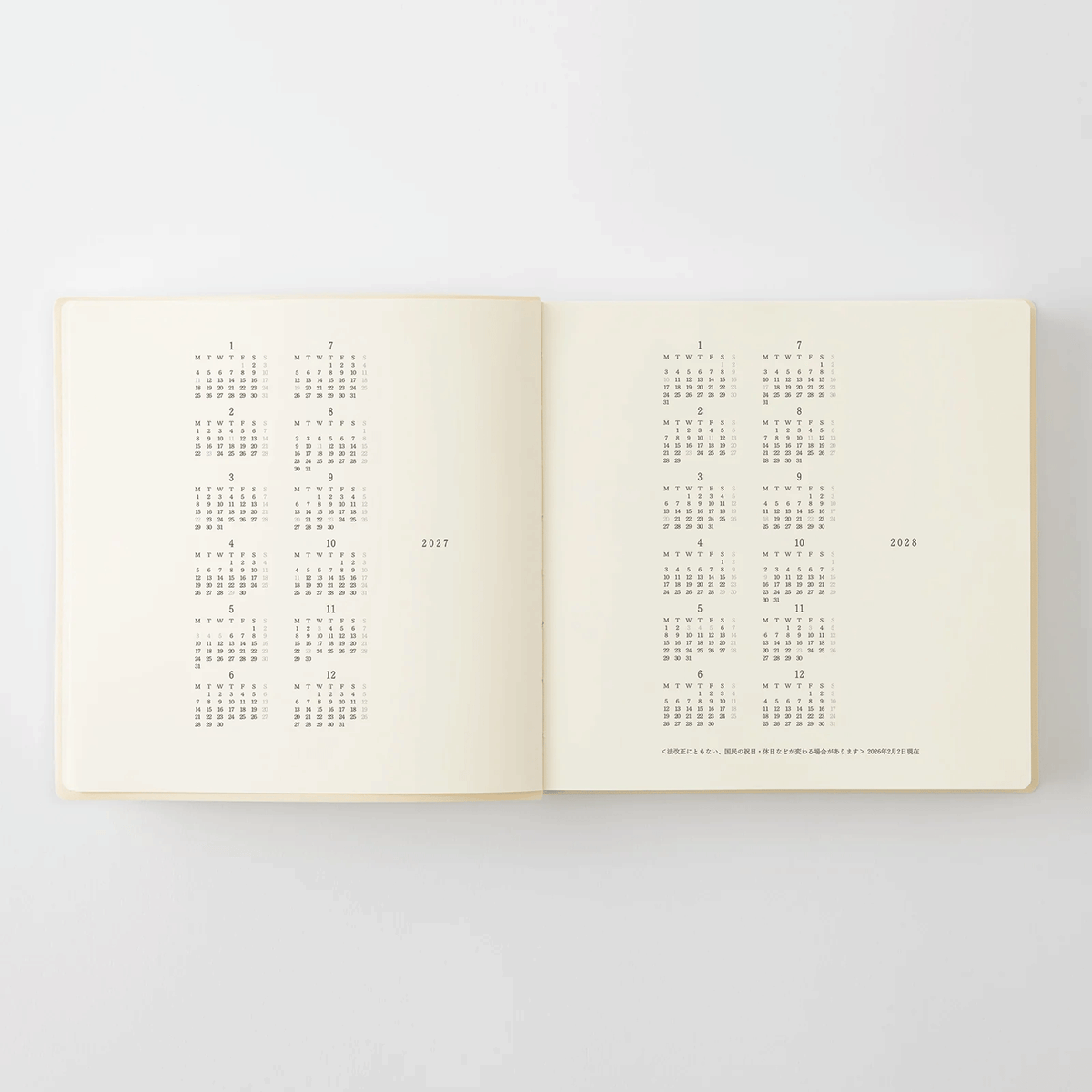 Midori 2027 MD Product Notebook Diary 1 Day 1 Page - A5 Square Size
