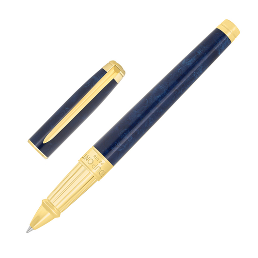 S.T. Dupont Line D Eternity Large Rollerball - Popote Blue with Gold Trim