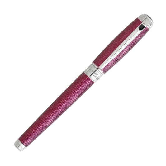 S.T. Dupont Line D Firehead Fountain Pen - Guilloche Amethyst with Palladium Trim