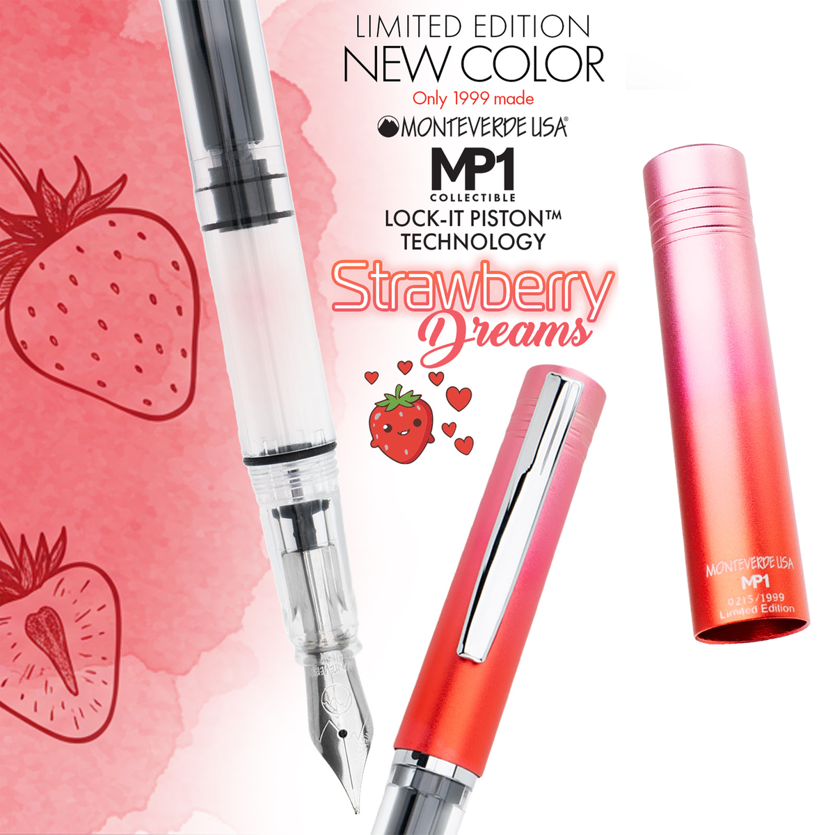 Monteverde MP1 Duo-Toned Anodized Fountain Pen - Strawberry Dreams (Limited Edition)