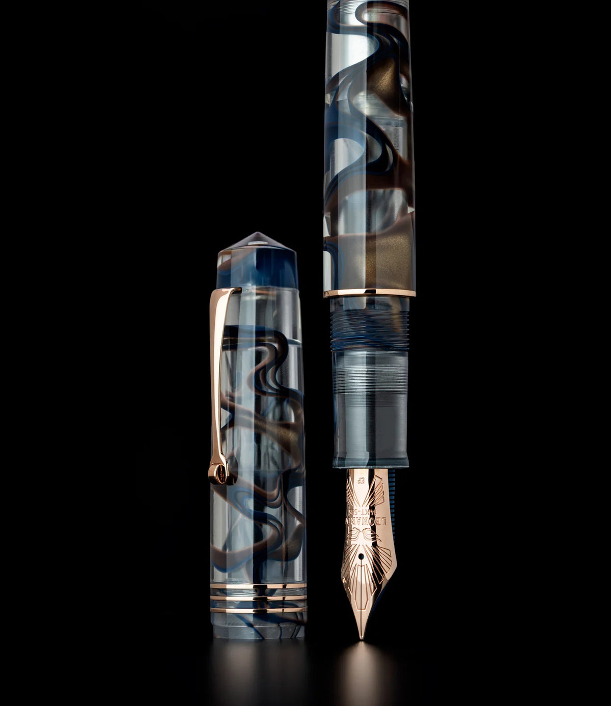 Leonardo Momento Zero Grande Fountain Pen - Eclipse Collection: Sun with Rose Gold Trim