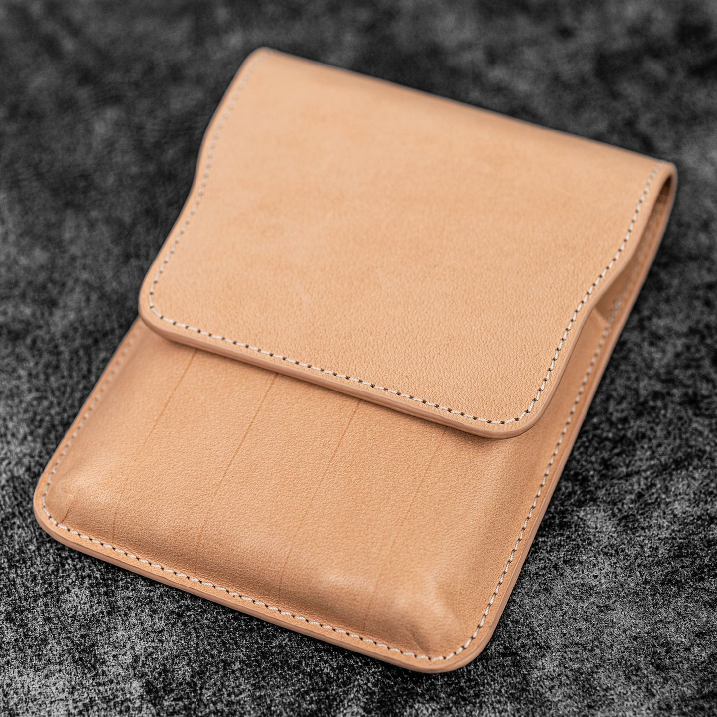 Galen Leather 5 Slots Flap Pen Case - Undyed