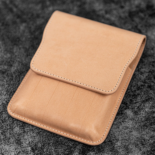 Galen Leather 5 Slots Flap Pen Case - Undyed