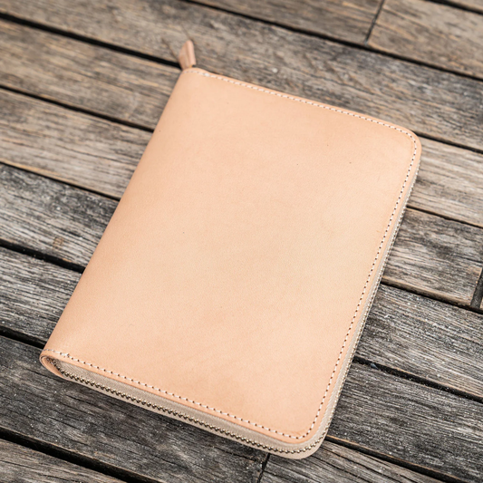 Galen Leather Zippered 5 Slots Pen Case - Undyed
